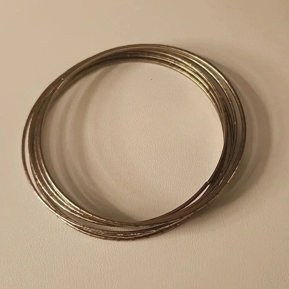 7 Silver Skinny Bangle Bracelet - Picture 2 of 2
